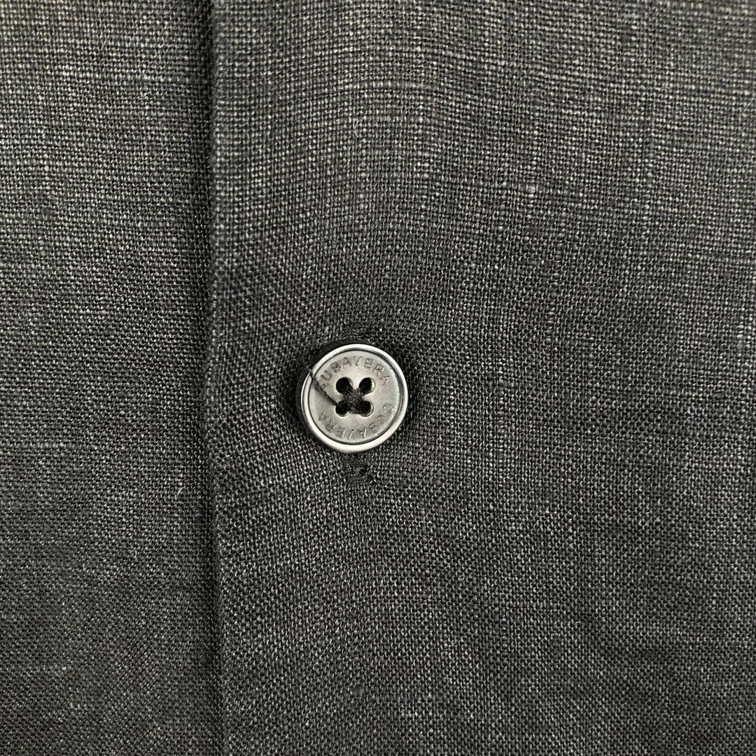 CUBAVERA Short Sleeve Open Collar Mexican Shirt Cuban Shirt Box Shirt Men's XXL linen black type Vintage Second Hand
