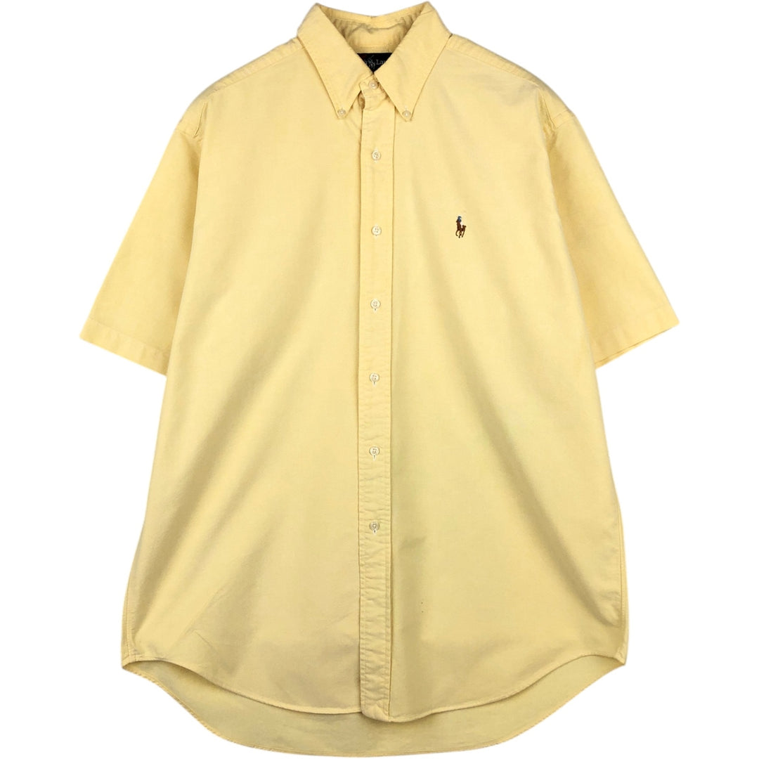 Ralph Lauren BLAKE short sleeve button down shirt, men's size M cotton lemon yellow Vintage Second Hand