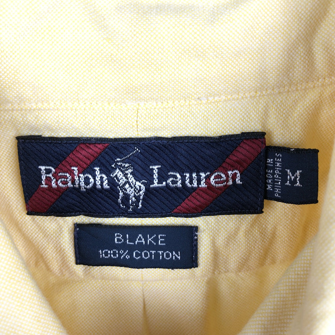 Ralph Lauren BLAKE short sleeve button down shirt, men's size M cotton lemon yellow Vintage Second Hand