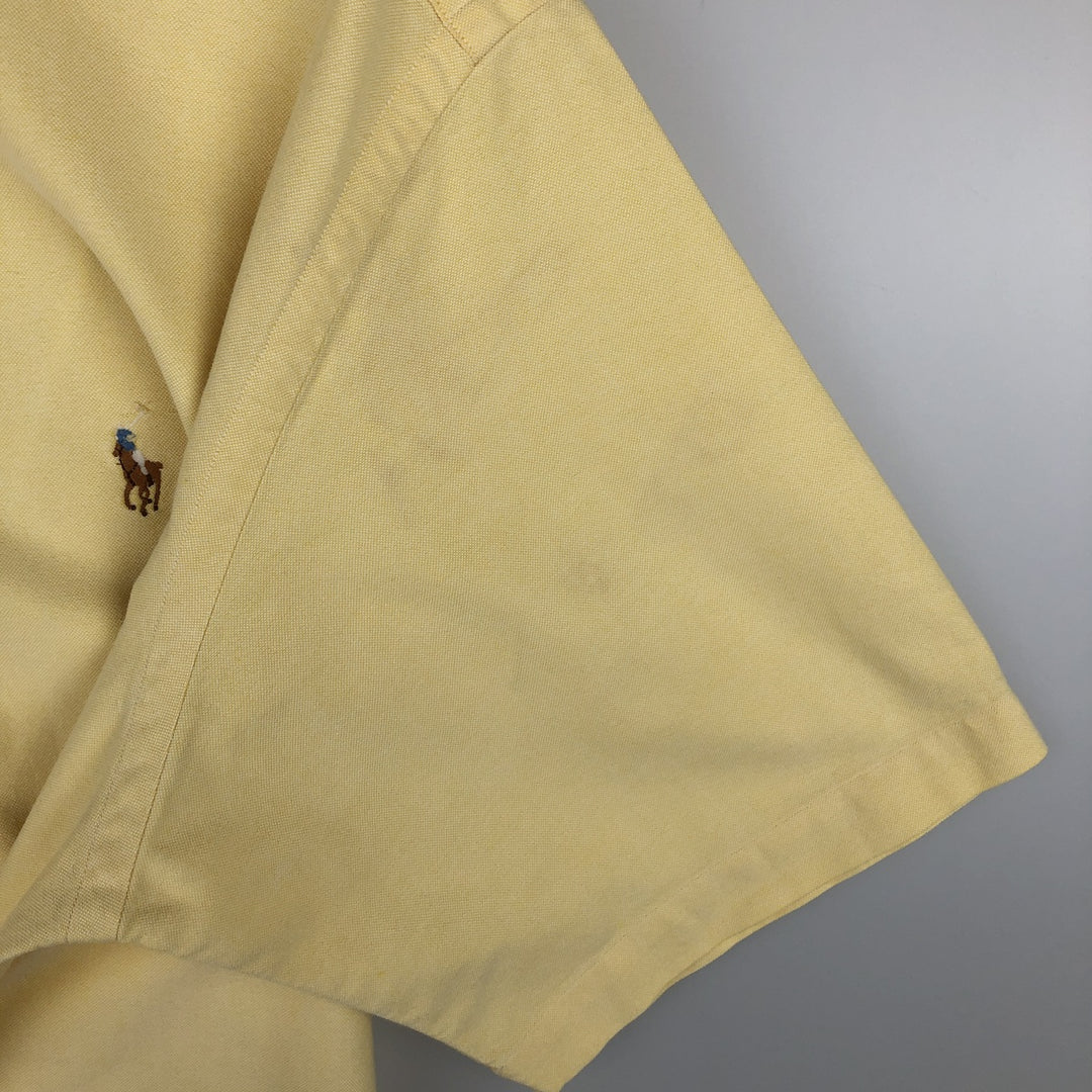 Ralph Lauren BLAKE short sleeve button down shirt, men's size M cotton lemon yellow Vintage Second Hand
