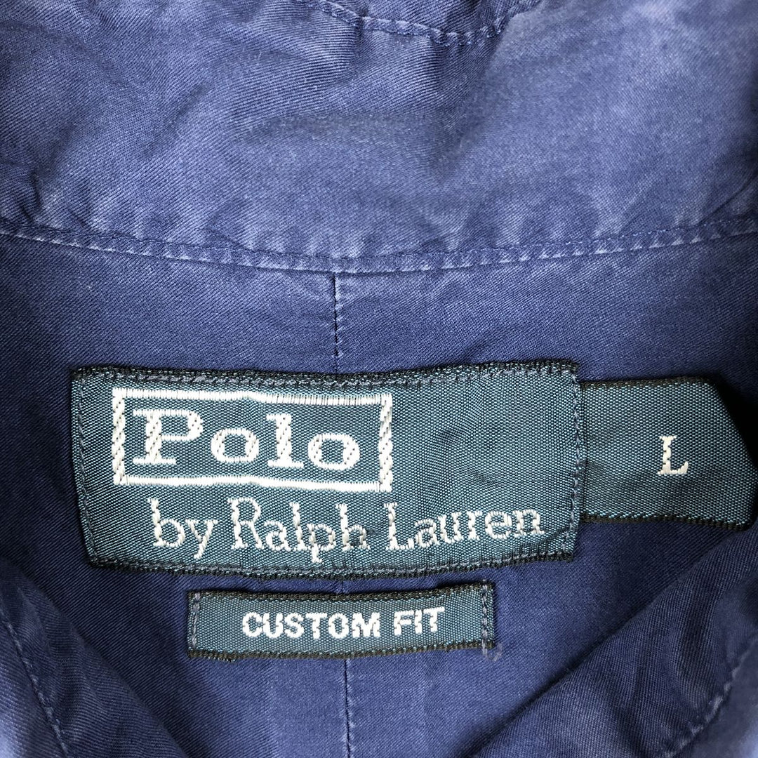 Ralph Lauren POLO by Ralph Lauren CUSTOM FIT short sleeve button down shirt, men's size L cotton navy blue type Vintage Second Hand