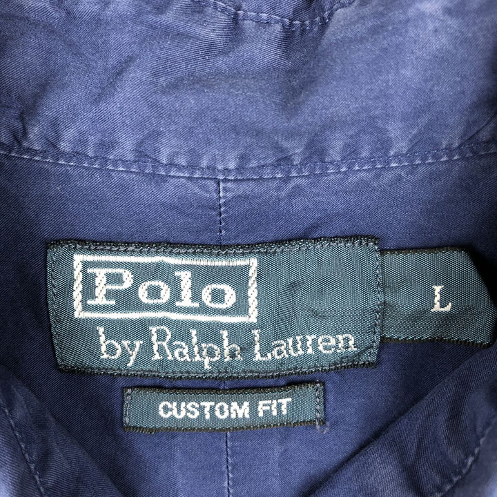 Ralph Lauren POLO by Ralph Lauren CUSTOM FIT short sleeve button down shirt, men's size L cotton navy blue type Vintage Second Hand