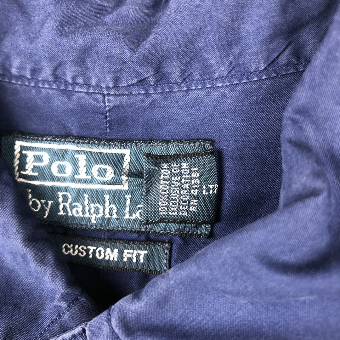 Ralph Lauren POLO by Ralph Lauren CUSTOM FIT short sleeve button down shirt, men's size L cotton navy blue type Vintage Second Hand