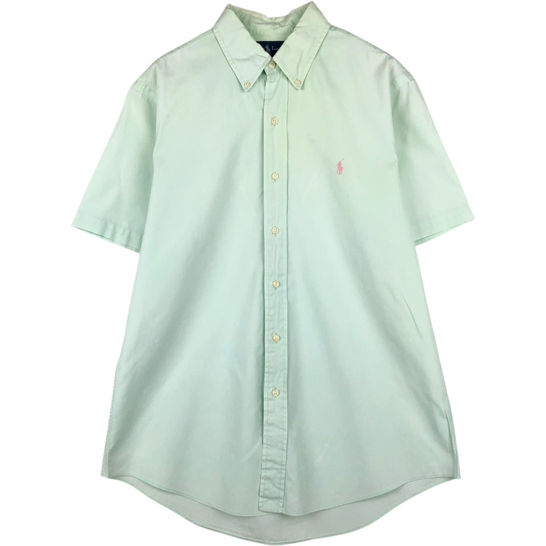 Ralph Lauren CUSTOM FIT short sleeve button down shirt, men's size L cotton Mint green Vintage Second Hand