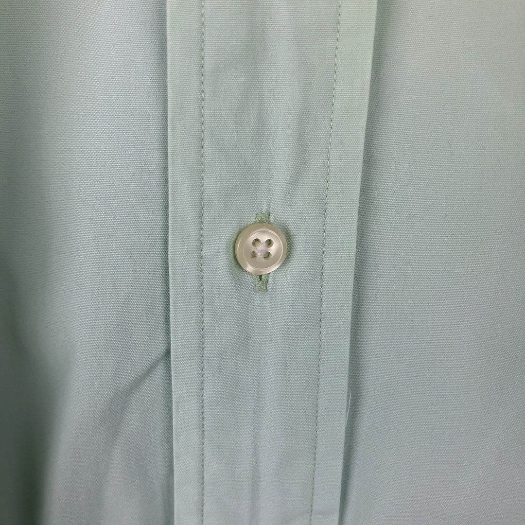 Ralph Lauren CUSTOM FIT short sleeve button down shirt, men's size L cotton Mint green Vintage Second Hand