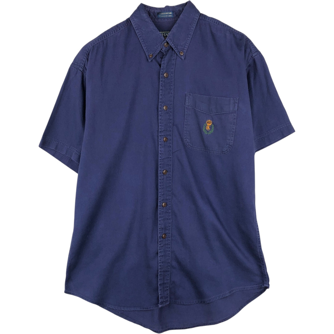 Ralph Lauren CHAPS short-sleeved button-down shirt, men's size L cotton navy blue type Vintage Second Hand