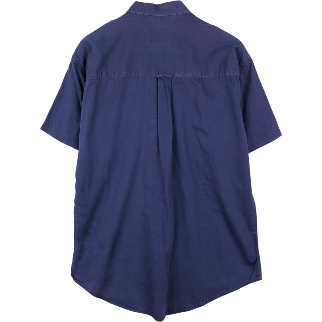 Ralph Lauren CHAPS short-sleeved button-down shirt, men's size L cotton navy blue type Vintage Second Hand