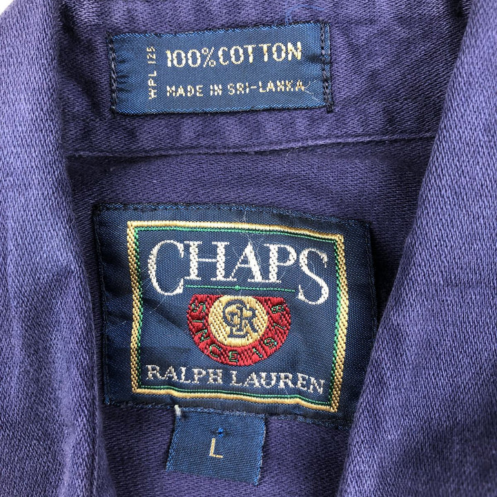 Ralph Lauren CHAPS short-sleeved button-down shirt, men's size L cotton navy blue type Vintage Second Hand