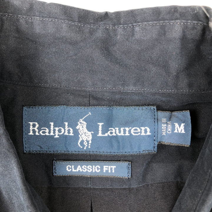 Ralph Lauren Classic Fit short sleeve button down shirt, men's size M cotton navy blue type Vintage Second Hand