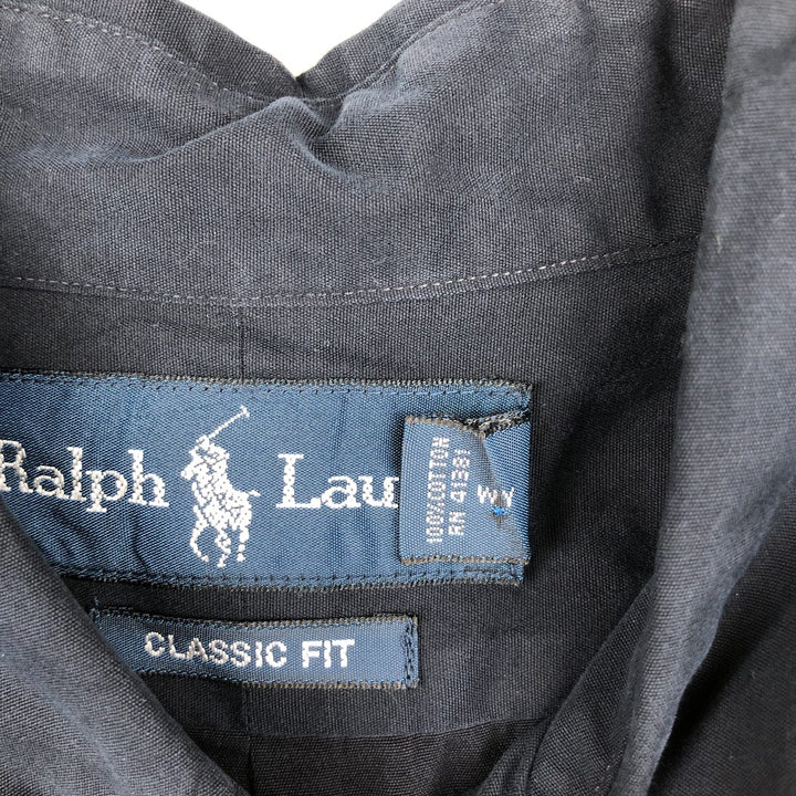 Ralph Lauren Classic Fit short sleeve button down shirt, men's size M cotton navy blue type Vintage Second Hand