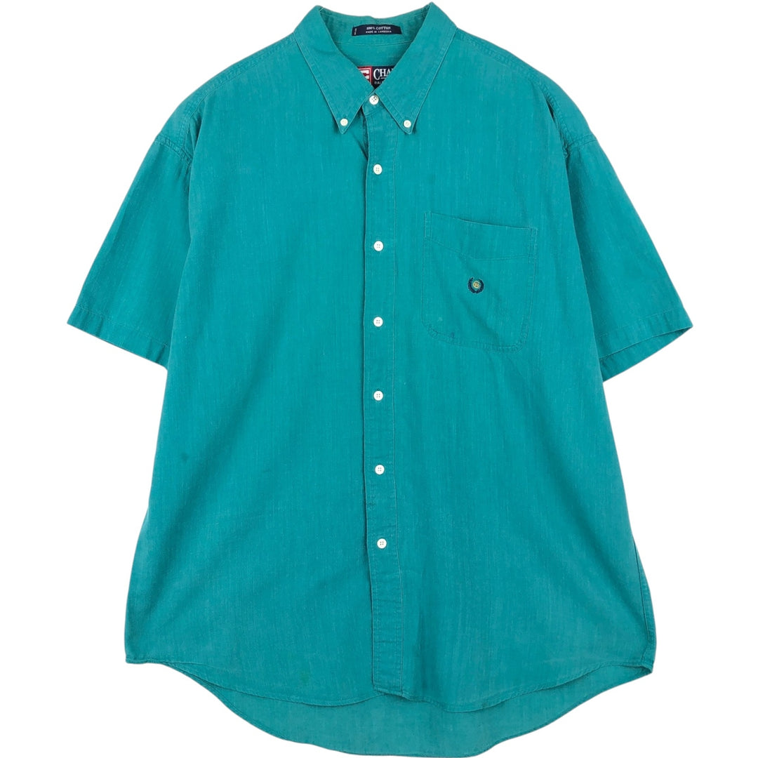 Ralph Lauren CHAPS short sleeve button down shirt for men, equivalent to XL cotton green type Vintage Second Hand