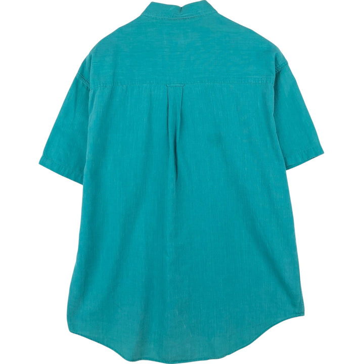 Ralph Lauren CHAPS short sleeve button down shirt for men, equivalent to XL cotton green type Vintage Second Hand