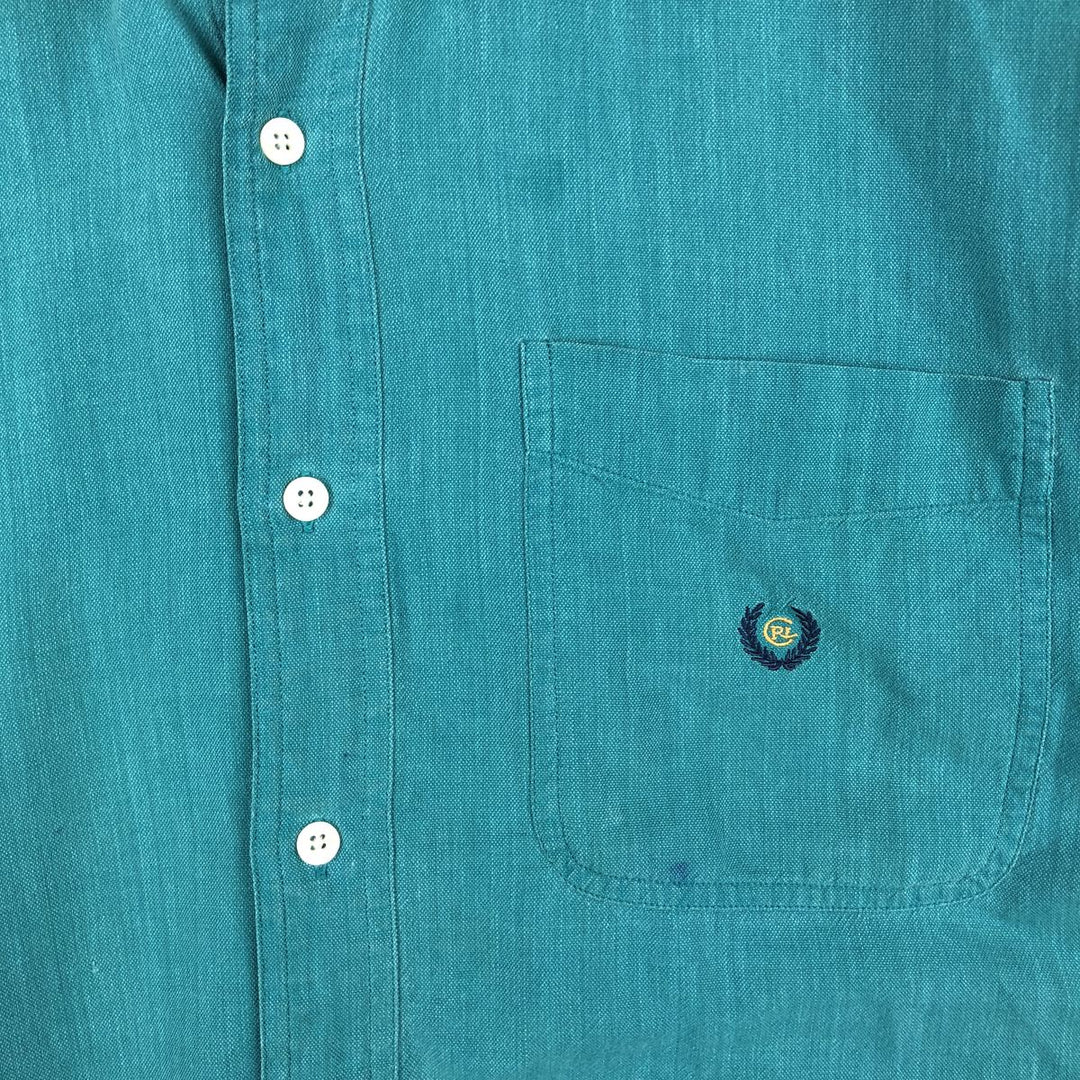 Ralph Lauren CHAPS short sleeve button down shirt for men, equivalent to XL cotton green type Vintage Second Hand
