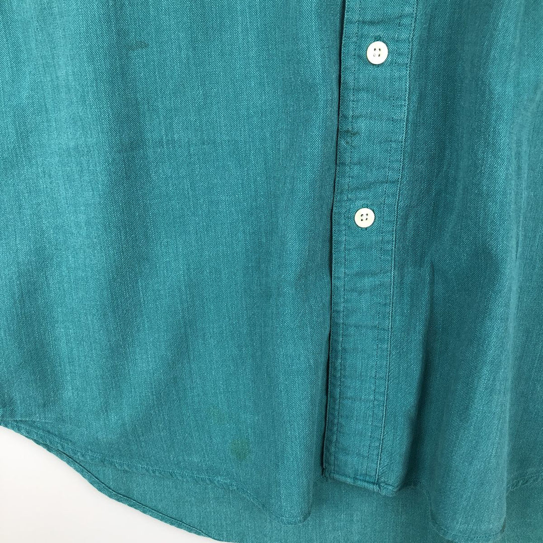 Ralph Lauren CHAPS short sleeve button down shirt for men, equivalent to XL cotton green type Vintage Second Hand