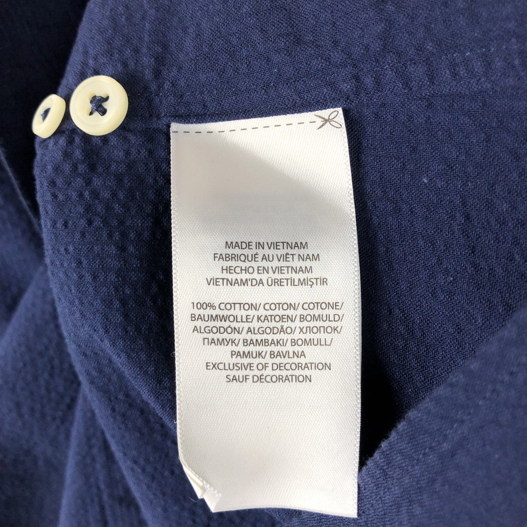 Ralph Lauren POLO RALPH LAUREN Slim Fit Short-Sleeve Button-Down Shirt, Men's Size XL (Equivalent), Seersucker cotton navy blue type Vintage Second Hand