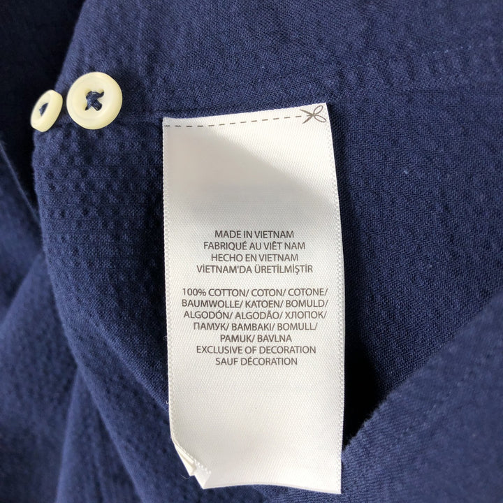 Ralph Lauren POLO RALPH LAUREN Slim Fit Short-Sleeve Button-Down Shirt, Men's Size XL (Equivalent), Seersucker cotton navy blue type Vintage Second Hand