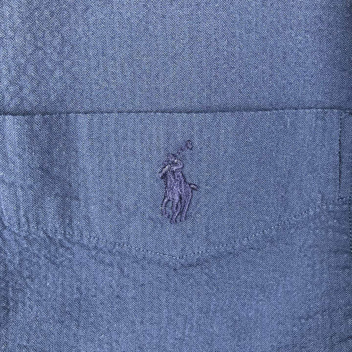 Ralph Lauren POLO RALPH LAUREN Slim Fit Short-Sleeve Button-Down Shirt, Men's Size XL (Equivalent), Seersucker cotton navy blue type Vintage Second Hand