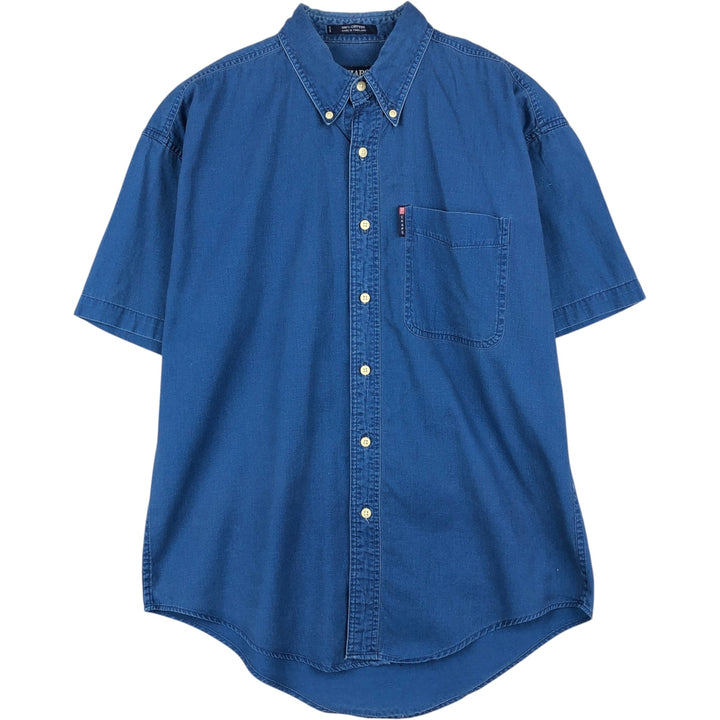 Ralph Lauren CHAPS short-sleeved button-down shirt, men's size M cotton blue type Vintage Second Hand