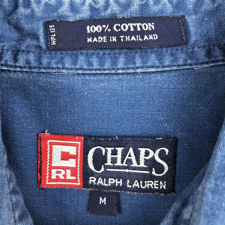 Ralph Lauren CHAPS short-sleeved button-down shirt, men's size M cotton blue type Vintage Second Hand