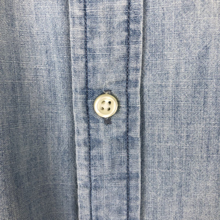Ralph Lauren Classic Fit RL Untucked Fit Button-Down Short-Sleeve Chambray Shirt, Men's Size XXL (approx.) cotton blue type Vintage Second Hand