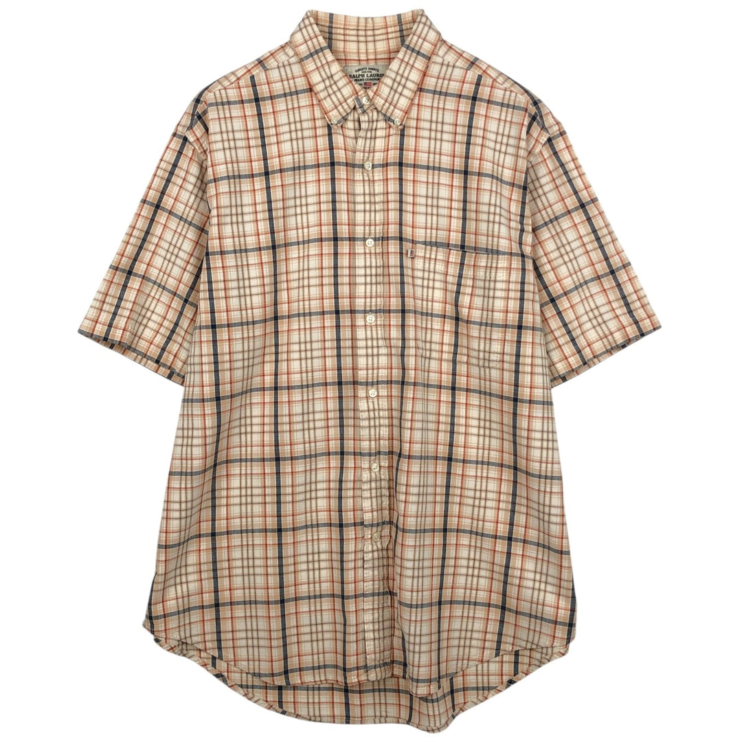 2000'S Ralph Lauren RALPH LAUREN JEANS CO. Short-sleeved button-down check shirt, men's size L (approx.) cotton Beige type Vintage Second Hand