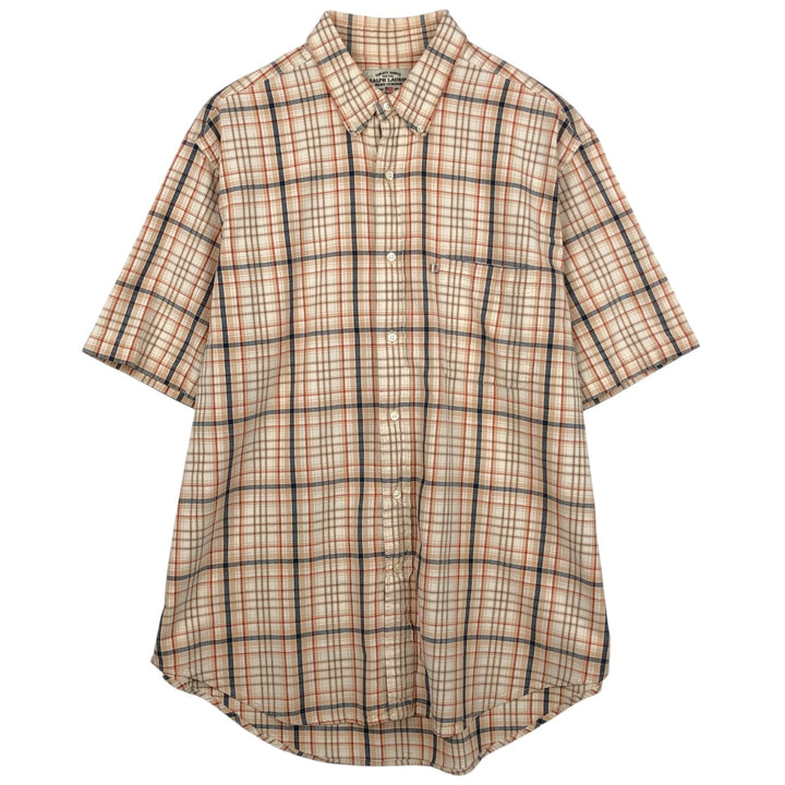 2000'S Ralph Lauren RALPH LAUREN JEANS CO. Short-sleeved button-down check shirt, men's size L (approx.) cotton Beige type Vintage Second Hand