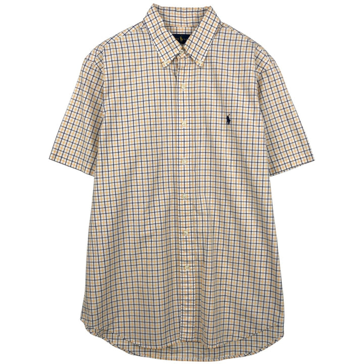 Ralph Lauren short sleeve button down check shirt, men's size L cotton white type Vintage Second Hand