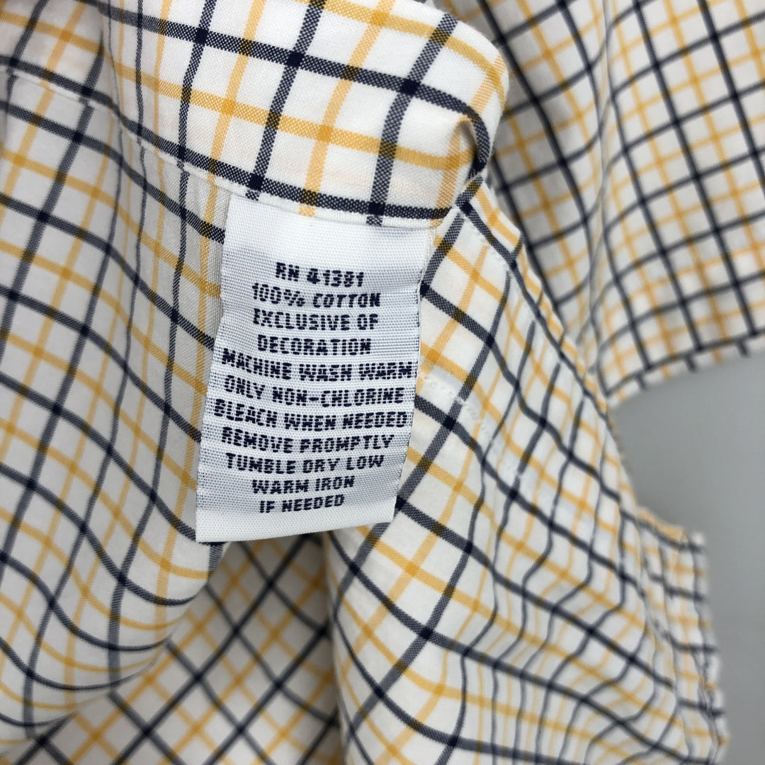 Ralph Lauren short sleeve button down check shirt, men's size L cotton white type Vintage Second Hand