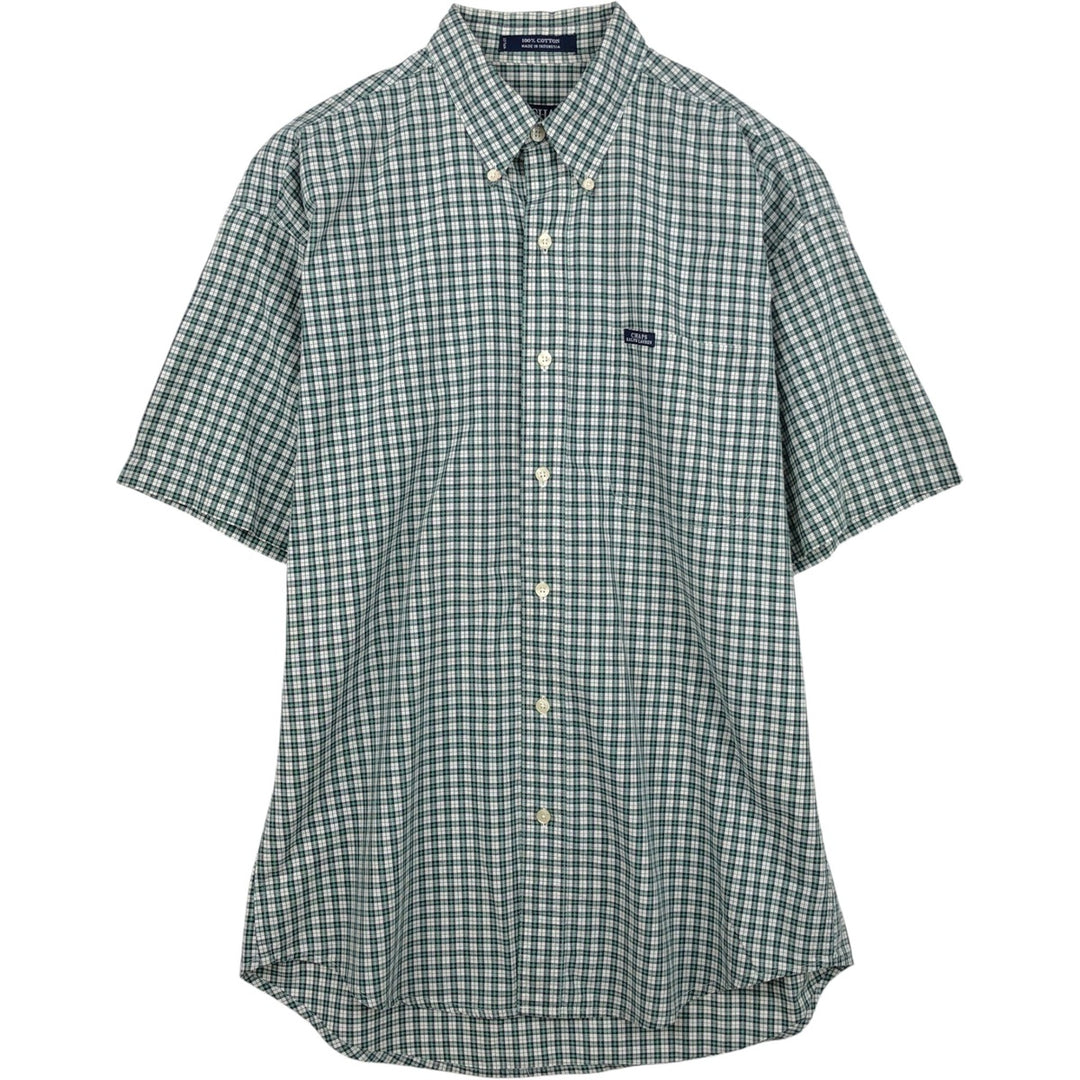 Ralph Lauren CHAPS short sleeve button down check shirt men's size M cotton green type Vintage Second Hand