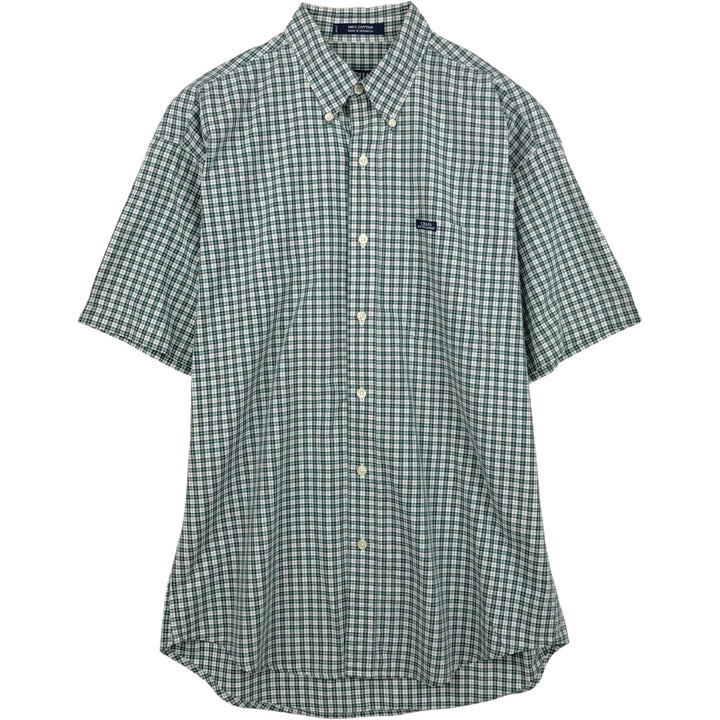 Ralph Lauren CHAPS short sleeve button down check shirt men's size M cotton green type Vintage Second Hand