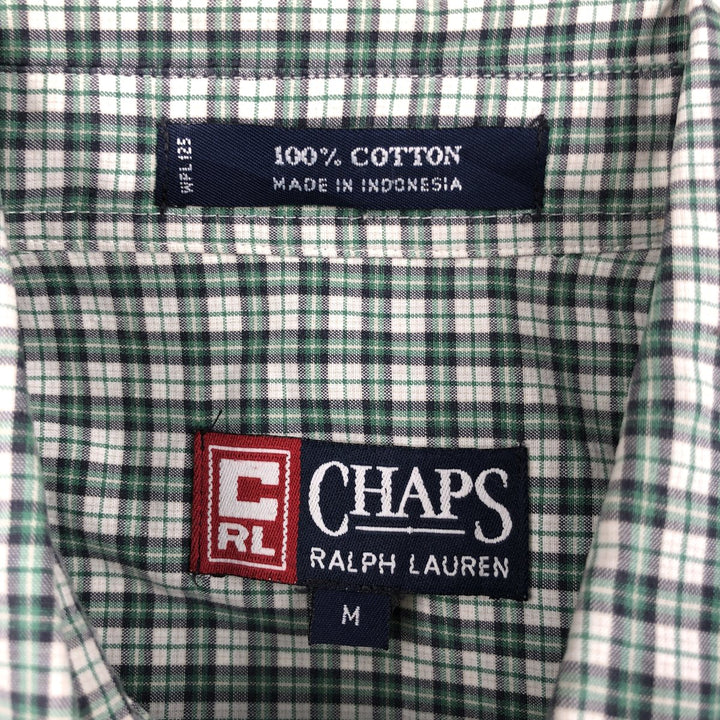 Ralph Lauren CHAPS short sleeve button down check shirt men's size M cotton green type Vintage Second Hand