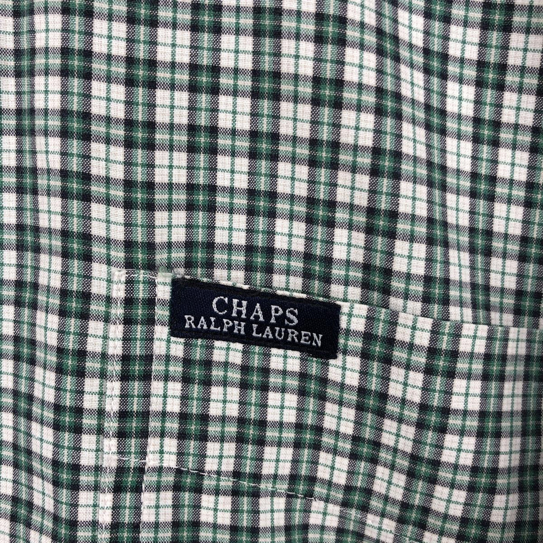Ralph Lauren CHAPS short sleeve button down check shirt men's size M cotton green type Vintage Second Hand