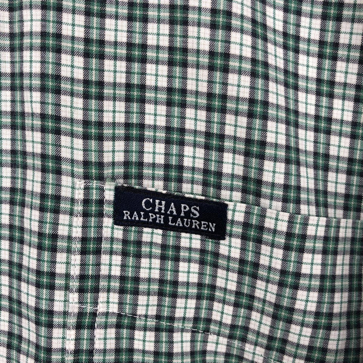Ralph Lauren CHAPS short sleeve button down check shirt men's size M cotton green type Vintage Second Hand