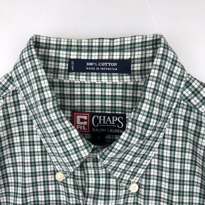Ralph Lauren CHAPS short sleeve button down check shirt men's size M cotton green type Vintage Second Hand