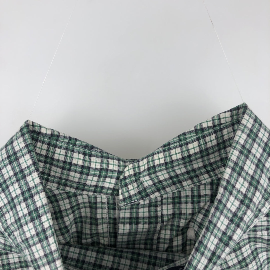 Ralph Lauren CHAPS short sleeve button down check shirt men's size M cotton green type Vintage Second Hand