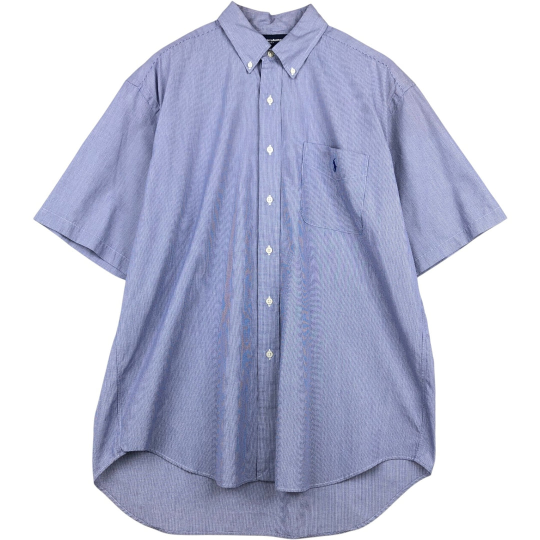 Ralph Lauren GOLF Polo Golf TILDEN Short-Sleeve Button-Down Check Shirt, Men's Size L (approx.) cotton blue type Vintage Second Hand