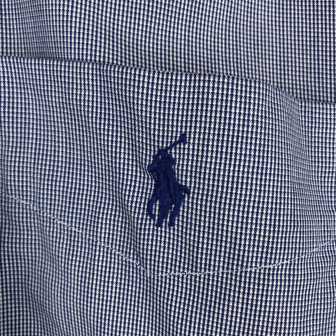 Ralph Lauren GOLF Polo Golf TILDEN Short-Sleeve Button-Down Check Shirt, Men's Size L (approx.) cotton blue type Vintage Second Hand