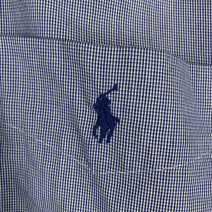 Ralph Lauren GOLF Polo Golf TILDEN Short-Sleeve Button-Down Check Shirt, Men's Size L (approx.) cotton blue type Vintage Second Hand