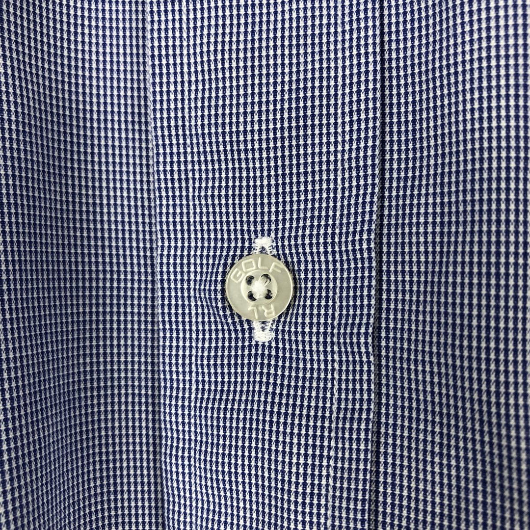 Ralph Lauren GOLF Polo Golf TILDEN Short-Sleeve Button-Down Check Shirt, Men's Size L (approx.) cotton blue type Vintage Second Hand