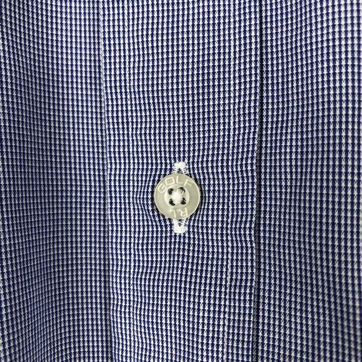 Ralph Lauren GOLF Polo Golf TILDEN Short-Sleeve Button-Down Check Shirt, Men's Size L (approx.) cotton blue type Vintage Second Hand