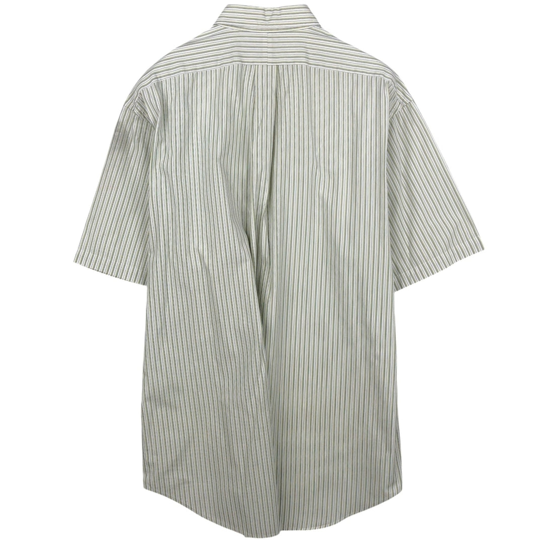 Ralph Lauren BLAIRE Multi-stripe Short-Sleeve Button-Down Striped Shirt, Men's Size XL (approx.) cotton green type yellow green Vintage Second Hand