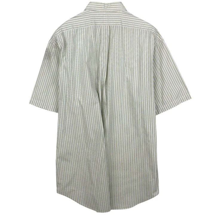 Ralph Lauren BLAIRE Multi-stripe Short-Sleeve Button-Down Striped Shirt, Men's Size XL (approx.) cotton green type yellow green Vintage Second Hand