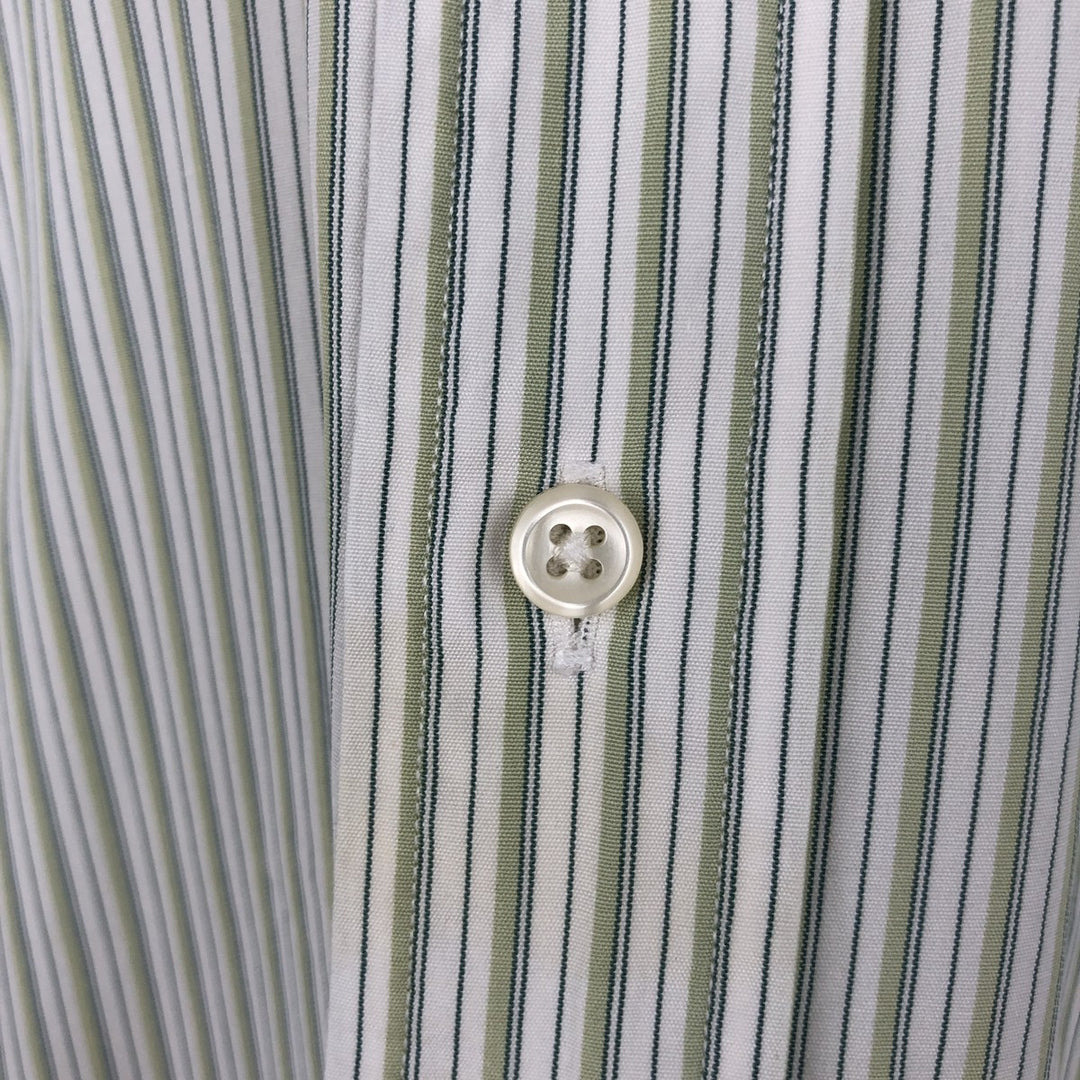 Ralph Lauren BLAIRE Multi-stripe Short-Sleeve Button-Down Striped Shirt, Men's Size XL (approx.) cotton green type yellow green Vintage Second Hand