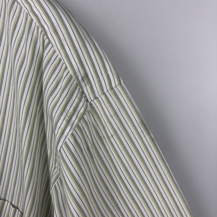 Ralph Lauren BLAIRE Multi-stripe Short-Sleeve Button-Down Striped Shirt, Men's Size XL (approx.) cotton green type yellow green Vintage Second Hand