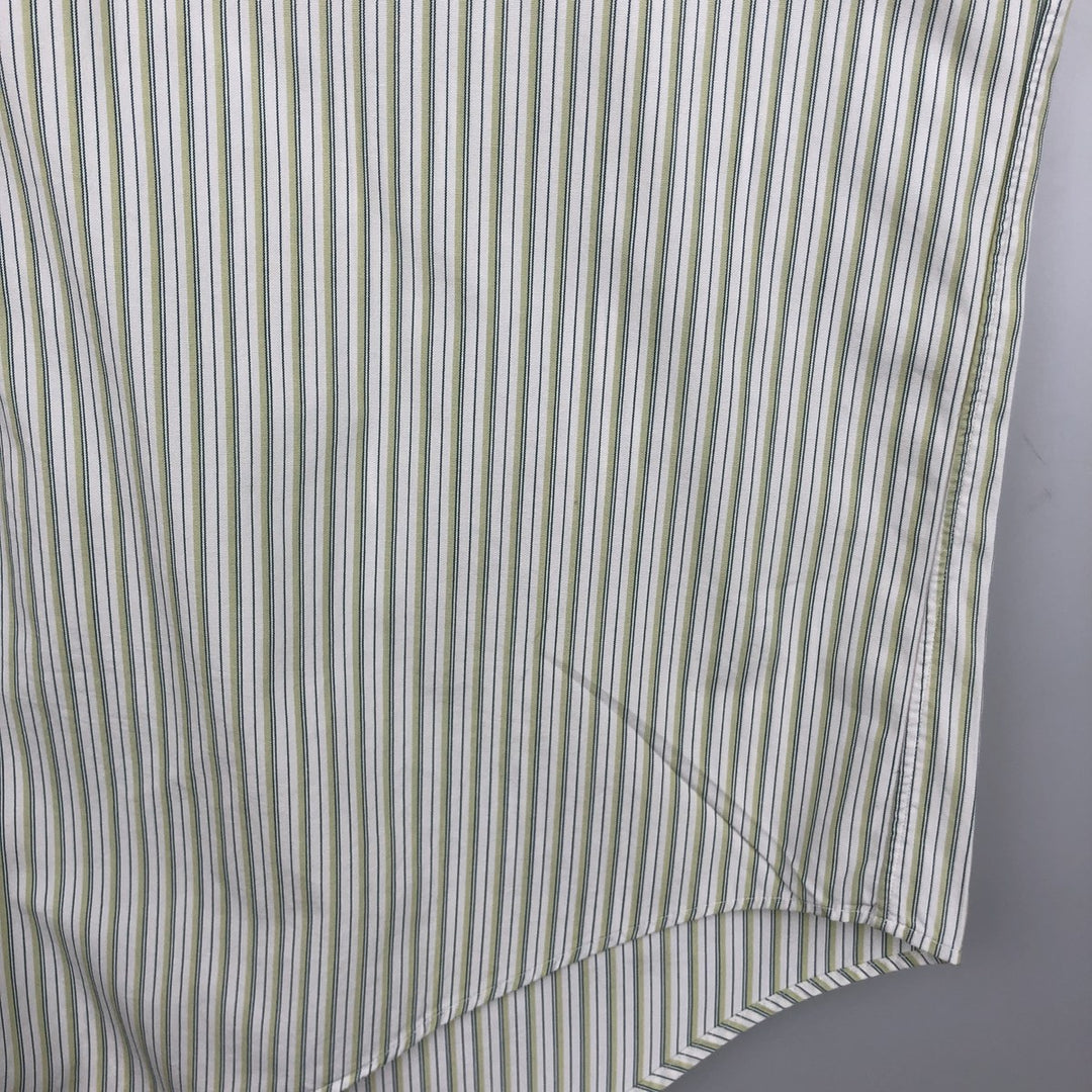 Ralph Lauren BLAIRE Multi-stripe Short-Sleeve Button-Down Striped Shirt, Men's Size XL (approx.) cotton green type yellow green Vintage Second Hand