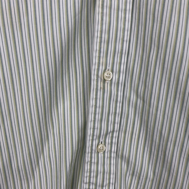 Ralph Lauren BLAIRE Multi-stripe Short-Sleeve Button-Down Striped Shirt, Men's Size XL (approx.) cotton green type yellow green Vintage Second Hand
