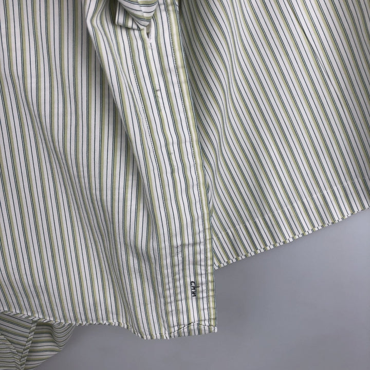 Ralph Lauren BLAIRE Multi-stripe Short-Sleeve Button-Down Striped Shirt, Men's Size XL (approx.) cotton green type yellow green Vintage Second Hand
