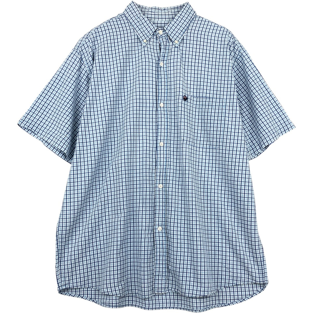 2000'S Ralph Lauren RALPH LAUREN JEANS CO. Short-sleeved button-down check shirt, men's size L (approx.) cotton Blue type light blue Vintage Second Hand