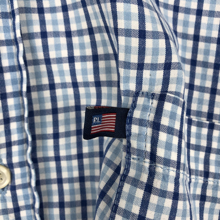 2000'S Ralph Lauren RALPH LAUREN JEANS CO. Short-sleeved button-down check shirt, men's size L (approx.) cotton Blue type light blue Vintage Second Hand