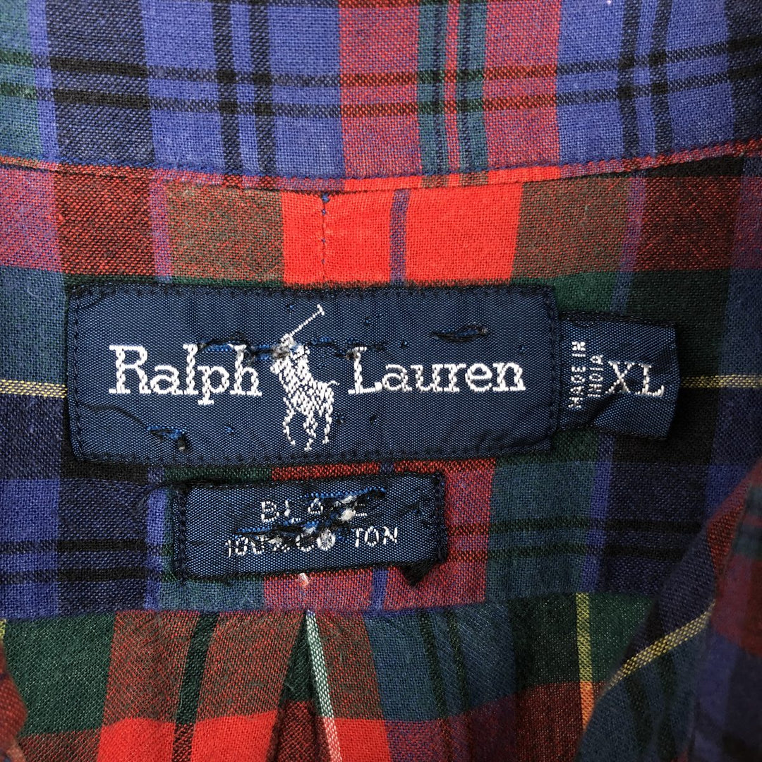 Ralph Lauren BLAKE short sleeve button down check shirt men's XL size cotton red type Vintage Second Hand